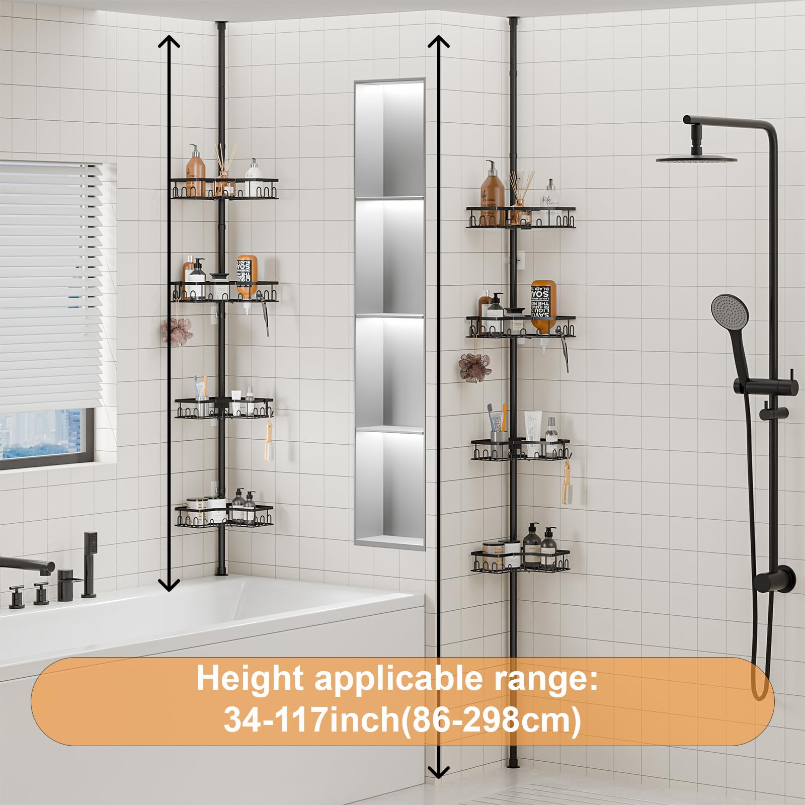 HouseUp durable, water-resistant shelves resist humidity for tidy showers.