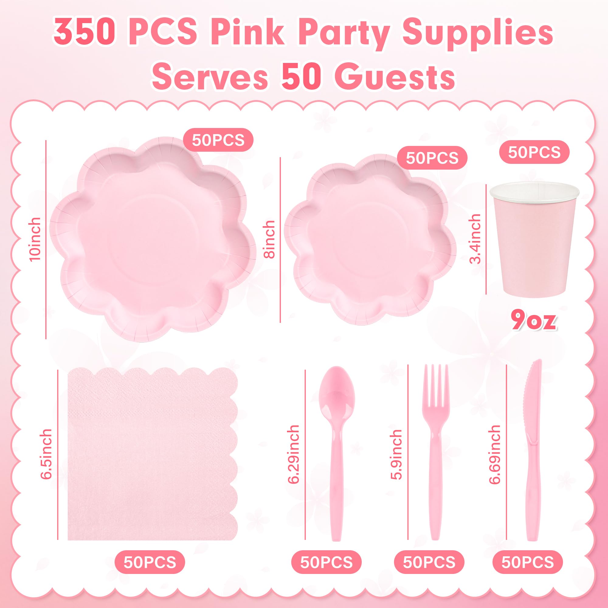 Houuqe pink dessert plates 8-inch ideal for desserts and appetizers.