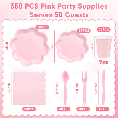 Houuqe pink dessert plates 8-inch ideal for desserts and appetizers.