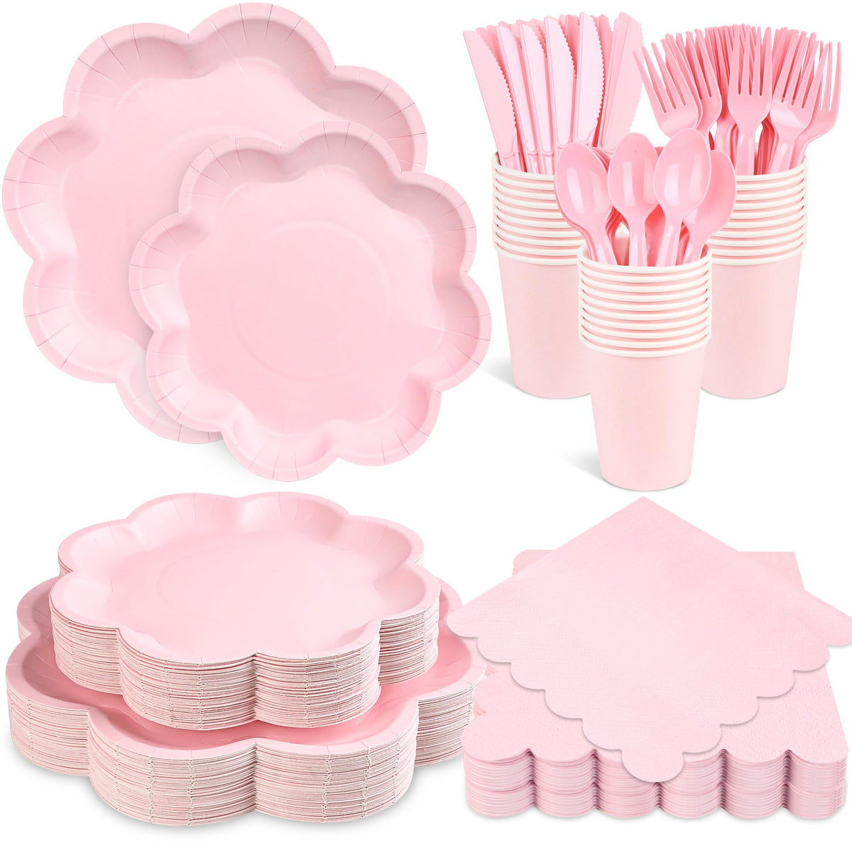 Houuqe pink plates 10-inch set for elegant baby shower dining.