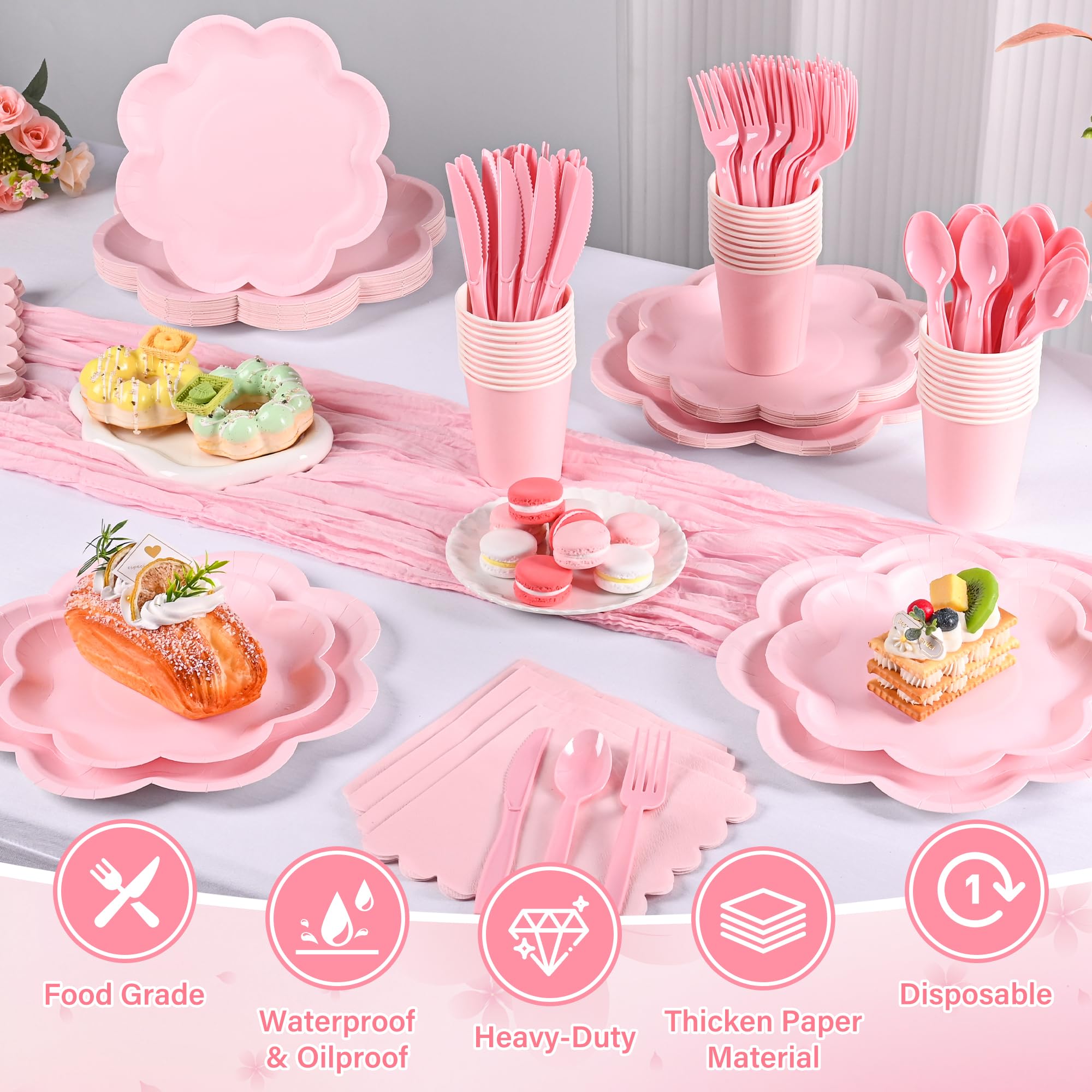 Houuqe plastic knives sturdy disposable cutlery for easy cleanup.