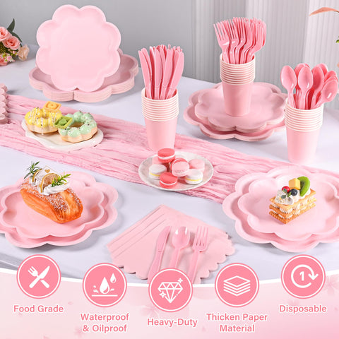 Houuqe plastic knives sturdy disposable cutlery for easy cleanup.