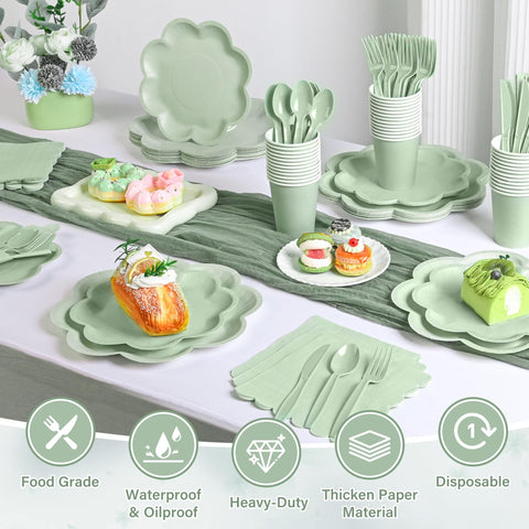 Houuqe sage green plastic knife, sturdy and convenient for casual dining.