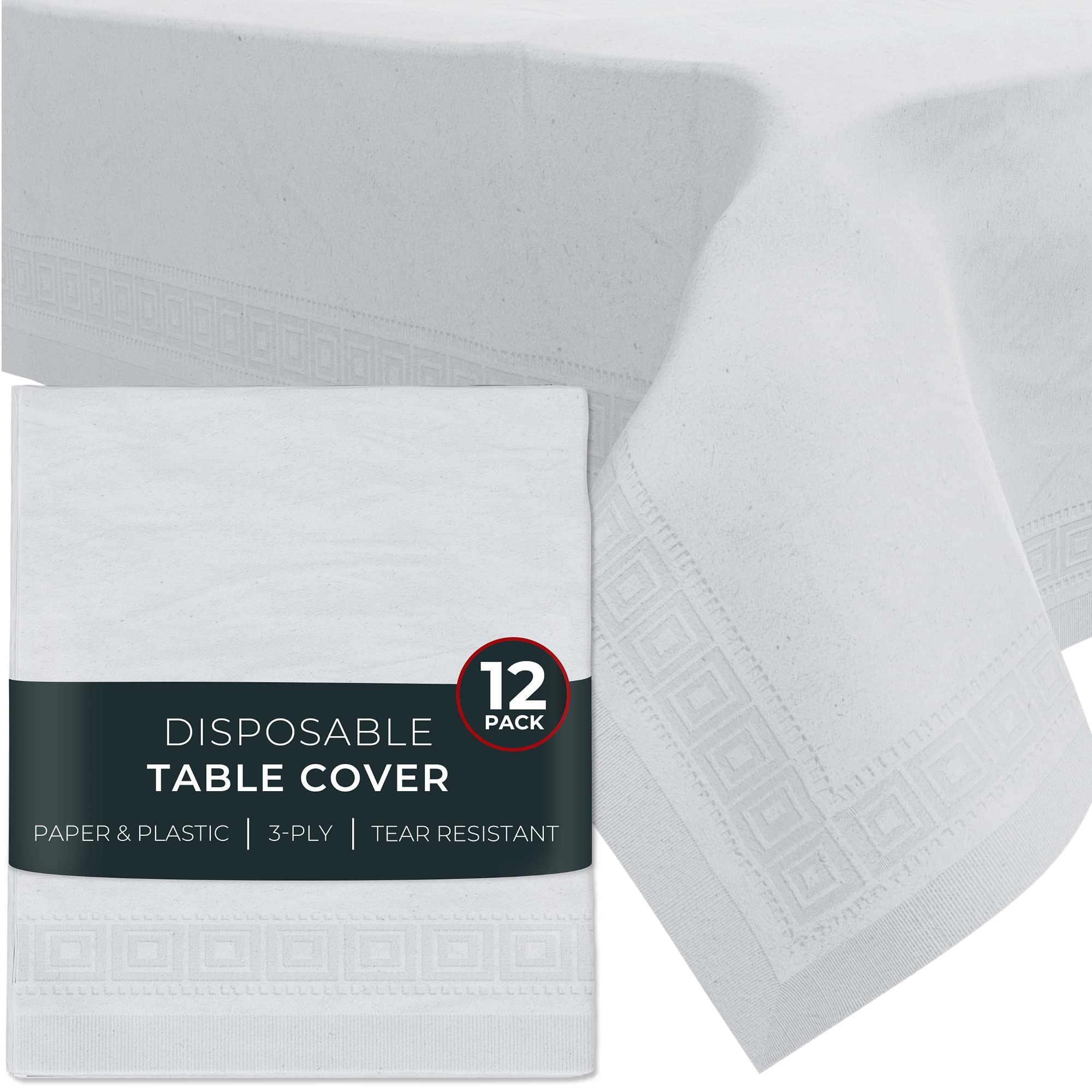 HOUZZKINGZ USA paper tablecloth with subtle pattern for rectangle tables, elegant protection.