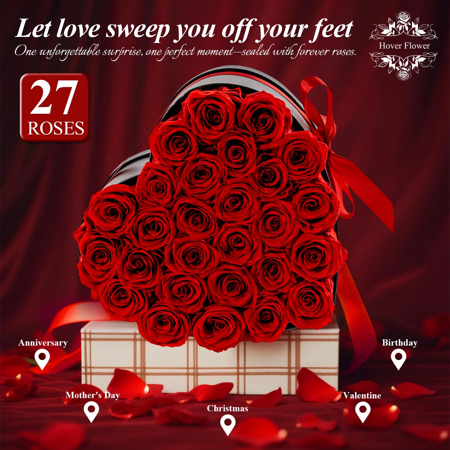 Hover Flower red rose variant offers bold color for a striking centerpiece