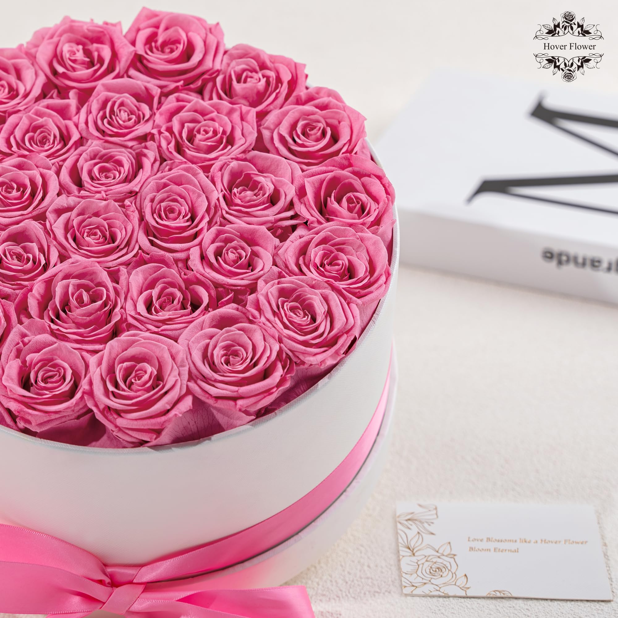 Two-year lasting beauty promise of Hover Flower preserved roses.