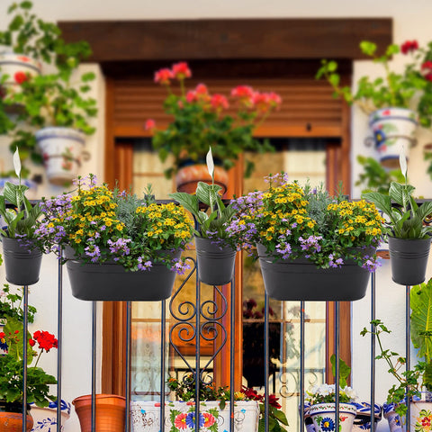 HowRU black metal flower pots paired with greenery for home décor