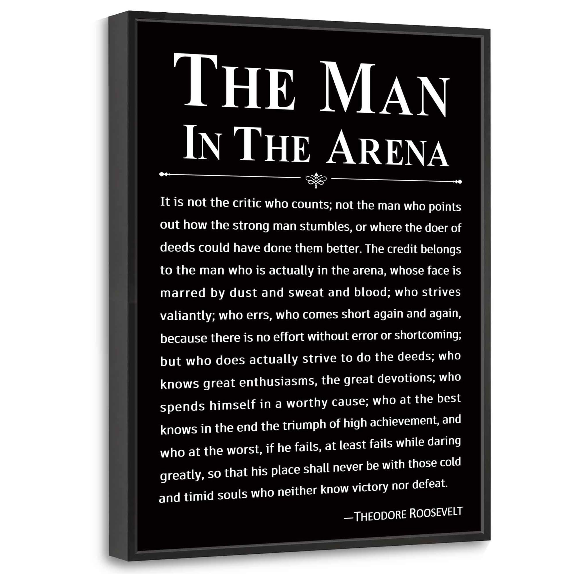 Howwii man-in-the-arena framed wall art for home office inspires focus and resilience.
