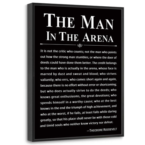 Howwii man-in-the-arena framed wall art for home office inspires focus and resilience.
