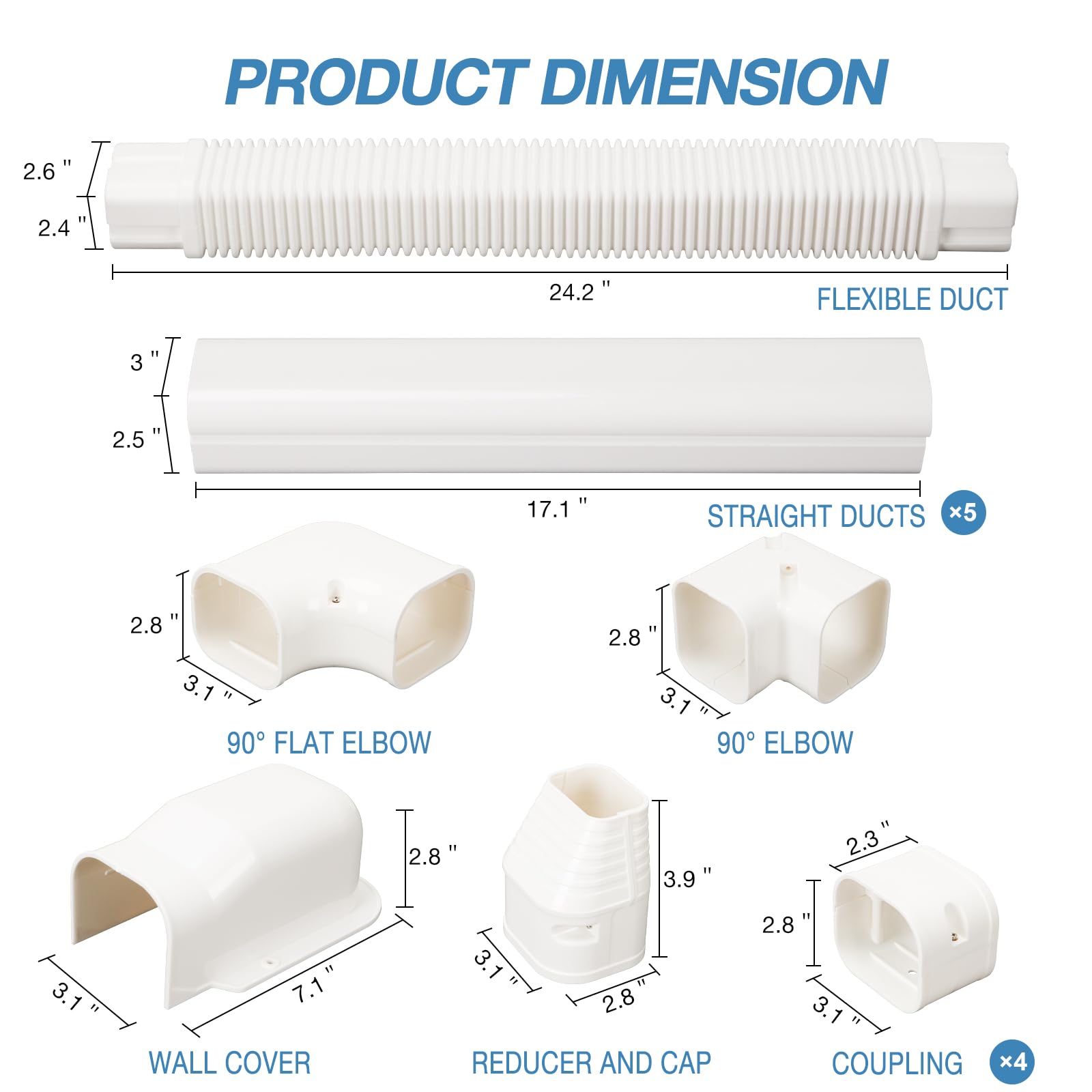 HOXHA line-set cover kit with straight ducts enhances outdoor aesthetics and maintenance.