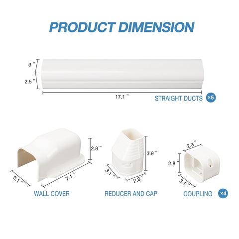 HOXHA line set cover straight ducts protect wires from weather and debris