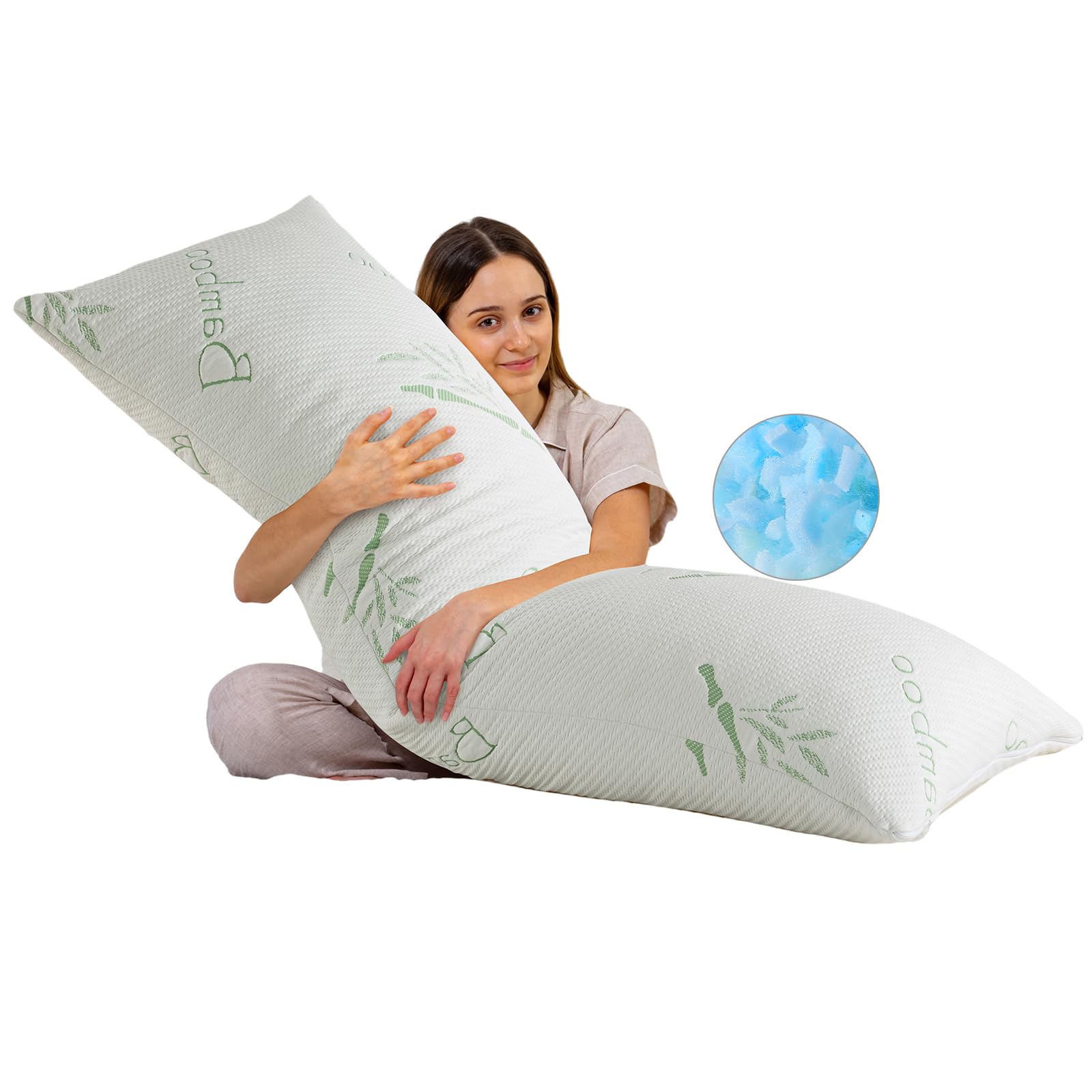 HOXXME body pillow featuring shredded memory foam fill for adaptive support.