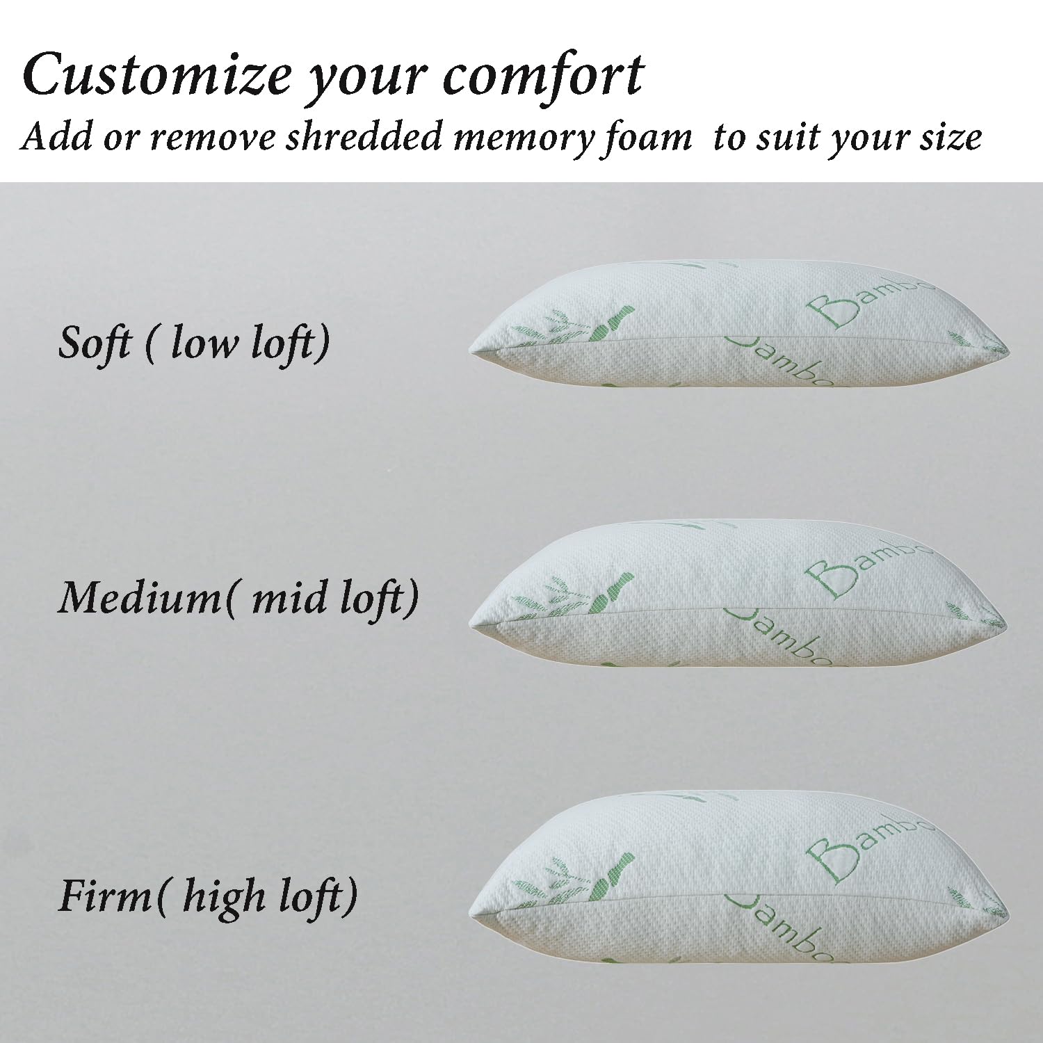 HOXXME queen-size memory foam pillow top view shows generous loft and even support