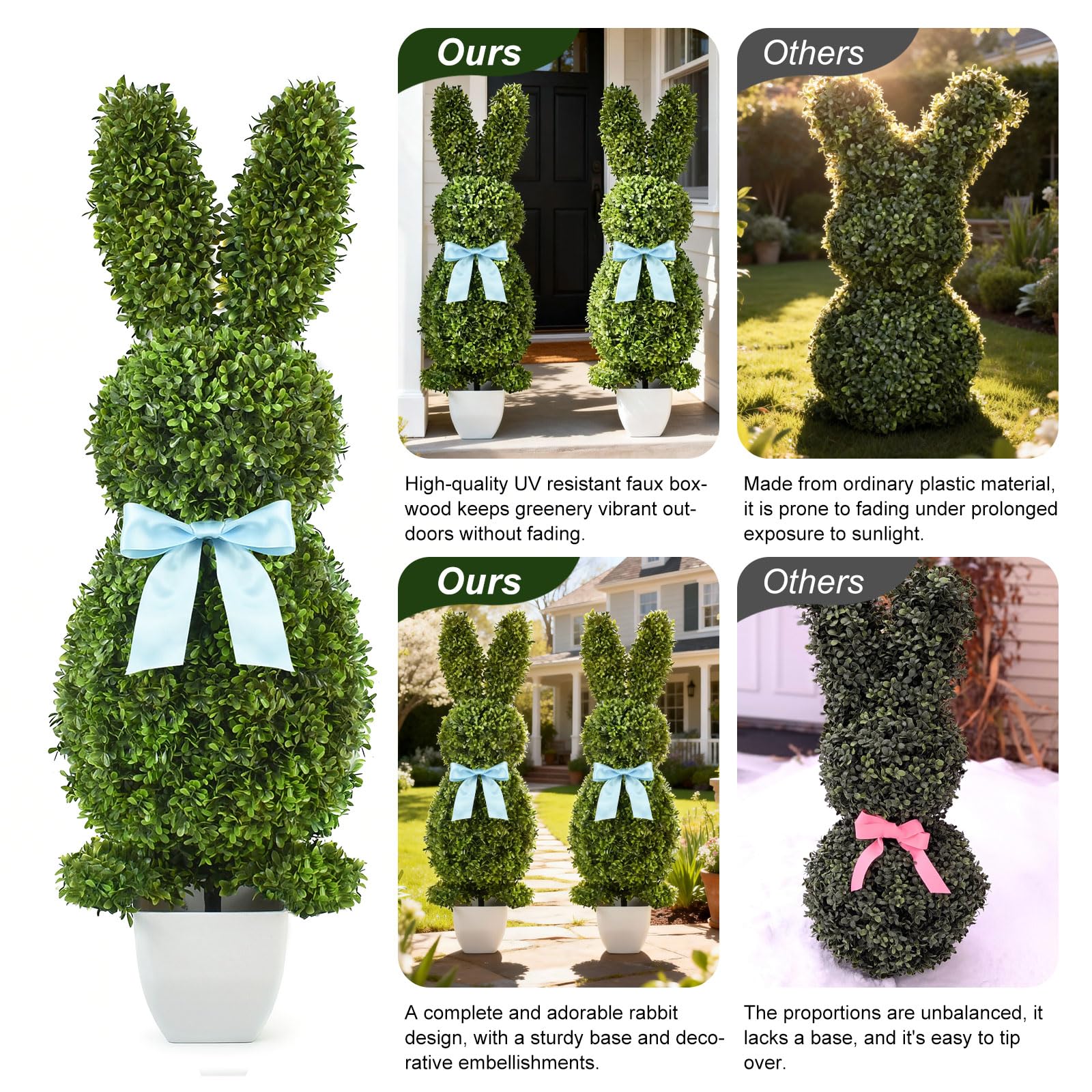 HOYECHI bunny topiary garden path accent brightens outdoor spaces.