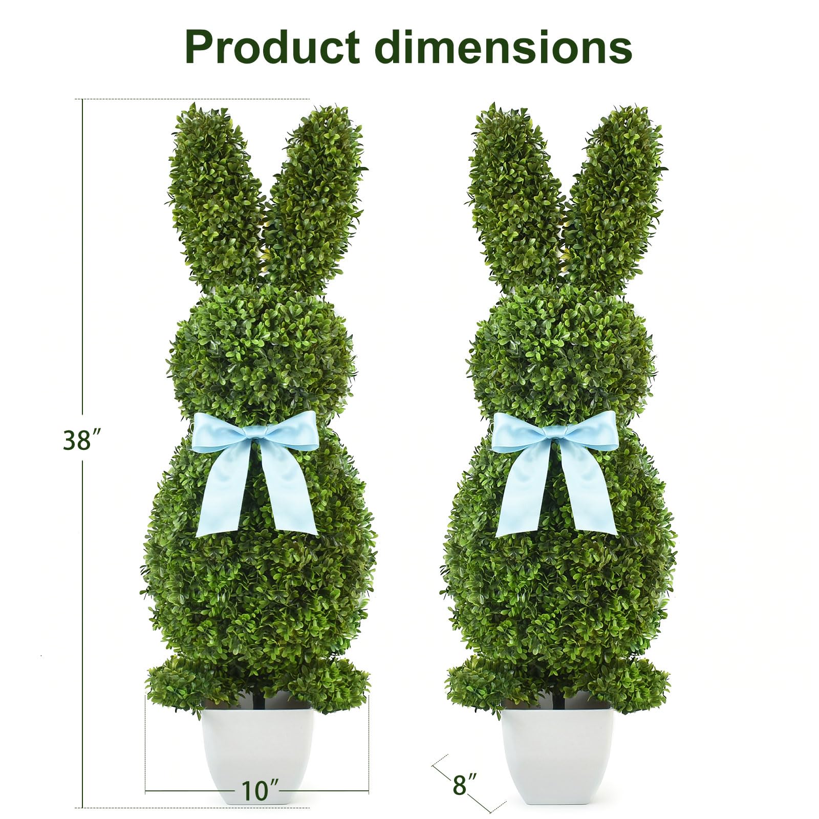 HOYECHI Easter bunny topiary two-pack ideal for seasonal porch styling.
