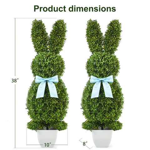 HOYECHI Easter bunny topiary two-pack ideal for seasonal porch styling.