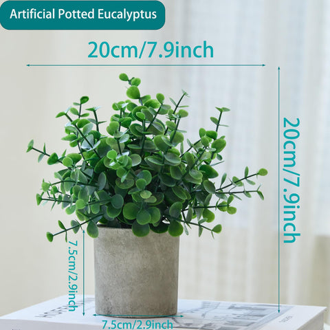 HOZON fake eucalyptus topiary trio on a shelf