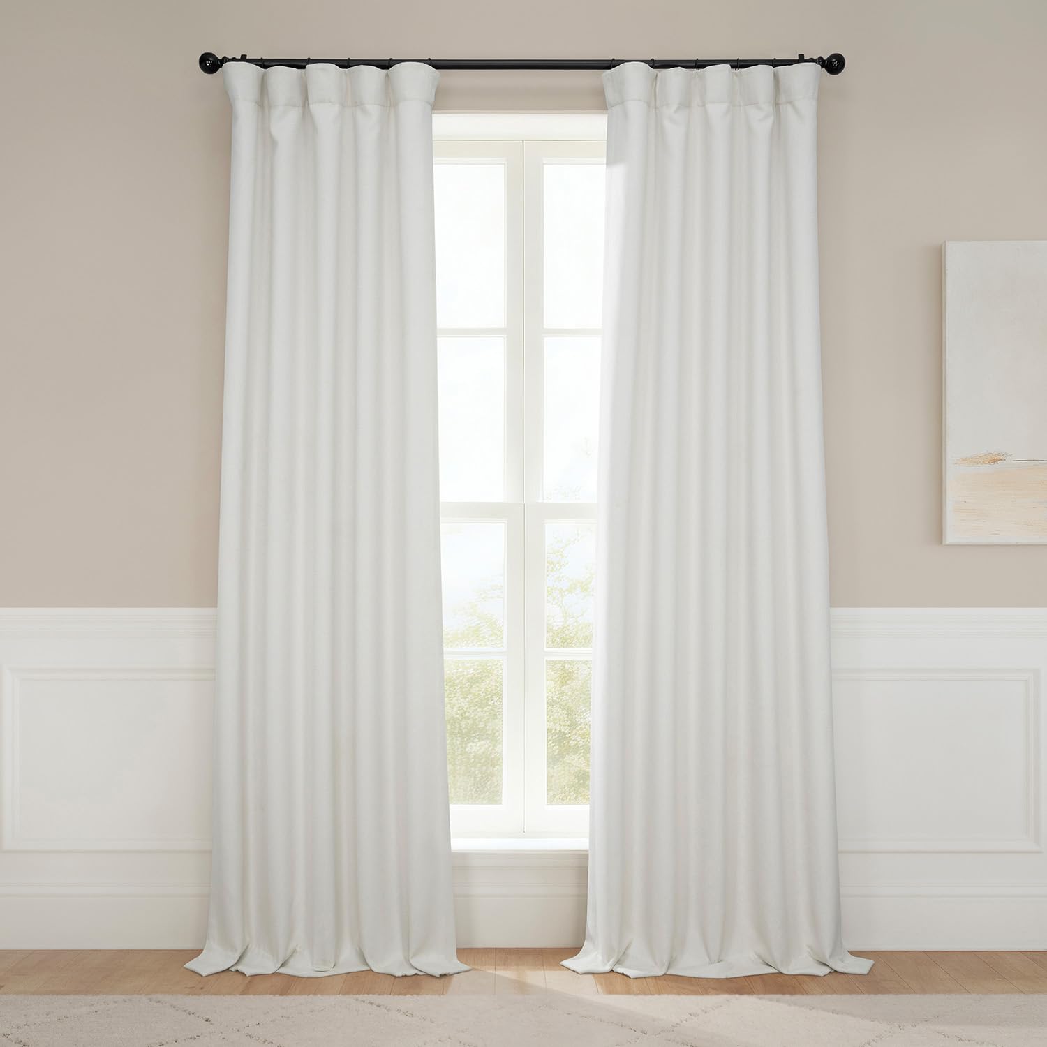 HPD Half Price Drapes in Birch Taupe linen texture warms living spaces