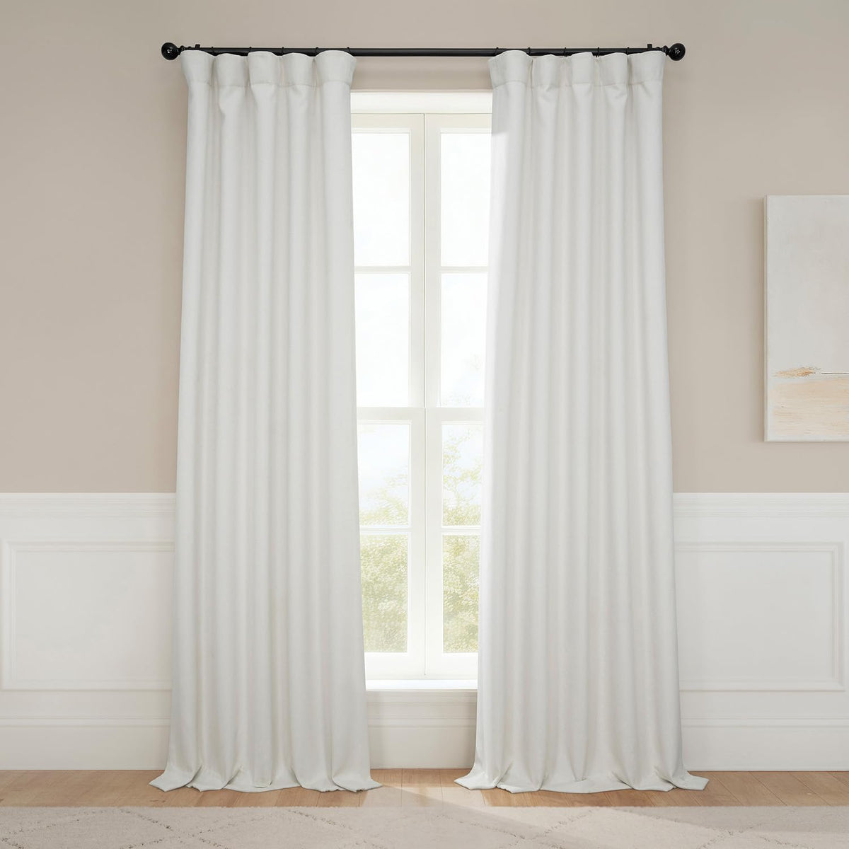 HPD Half Price Drapes in Birch Taupe linen texture warms living spaces