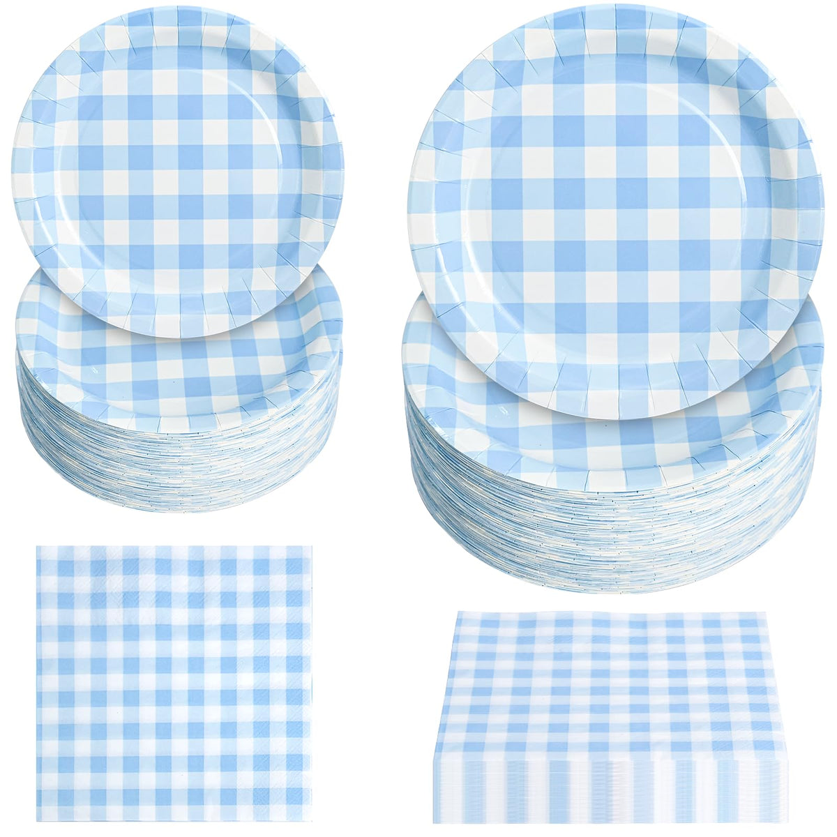 Hpscdyo blue gingham dinner plates, 9-inch, add sturdy style to casual meals.