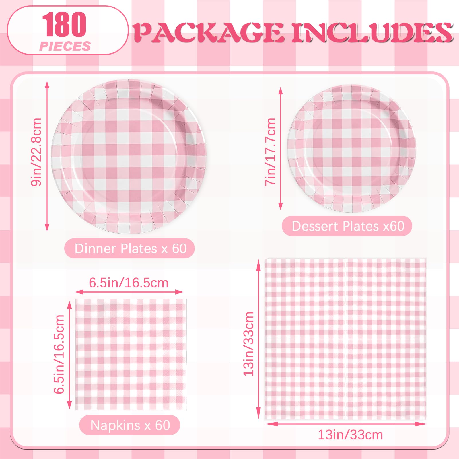 Hpscdyo pink gingham dessert plates pair with treats for easy service.