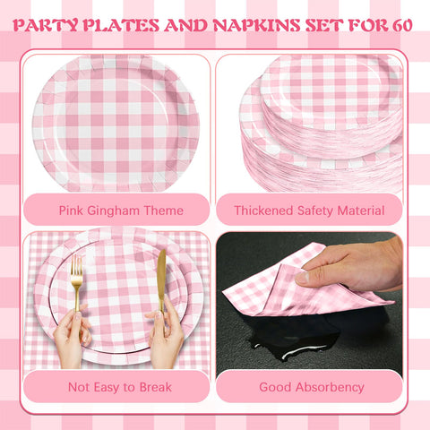 Hpscdyo pink gingham napkins help manage spills with style.