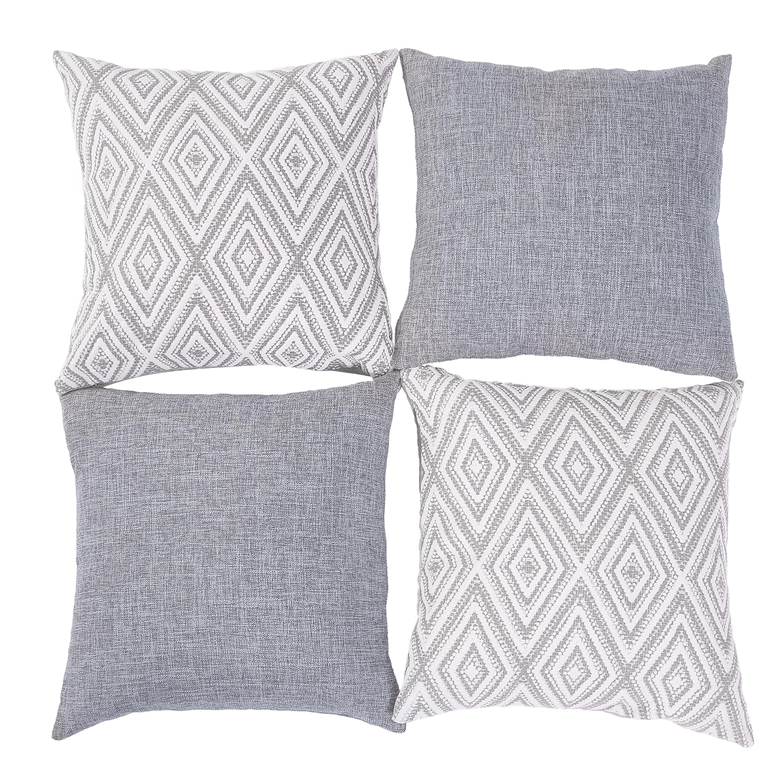 HPUK grey pillow cover with invisible zipper for seamless look and easy insert.