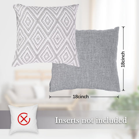 HPUK grey decorative pillow cover closeup shows linen-like texture and durability.