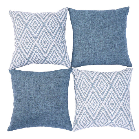 HPUK blue pillow cover on a sofa demonstrates chic, simple styling