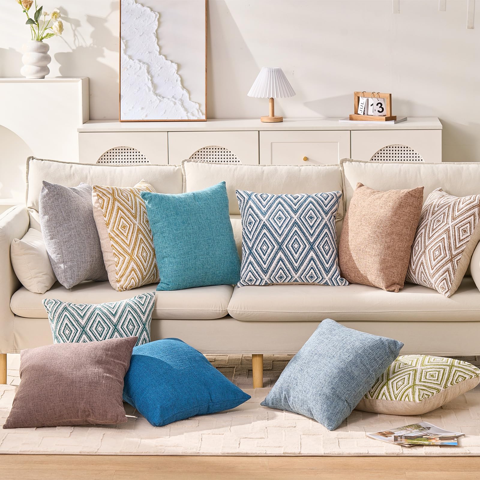 HPUK blue decorative pillow cover presented as a gift-ready home decor item