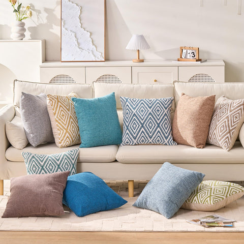 HPUK blue decorative pillow cover presented as a gift-ready home decor item