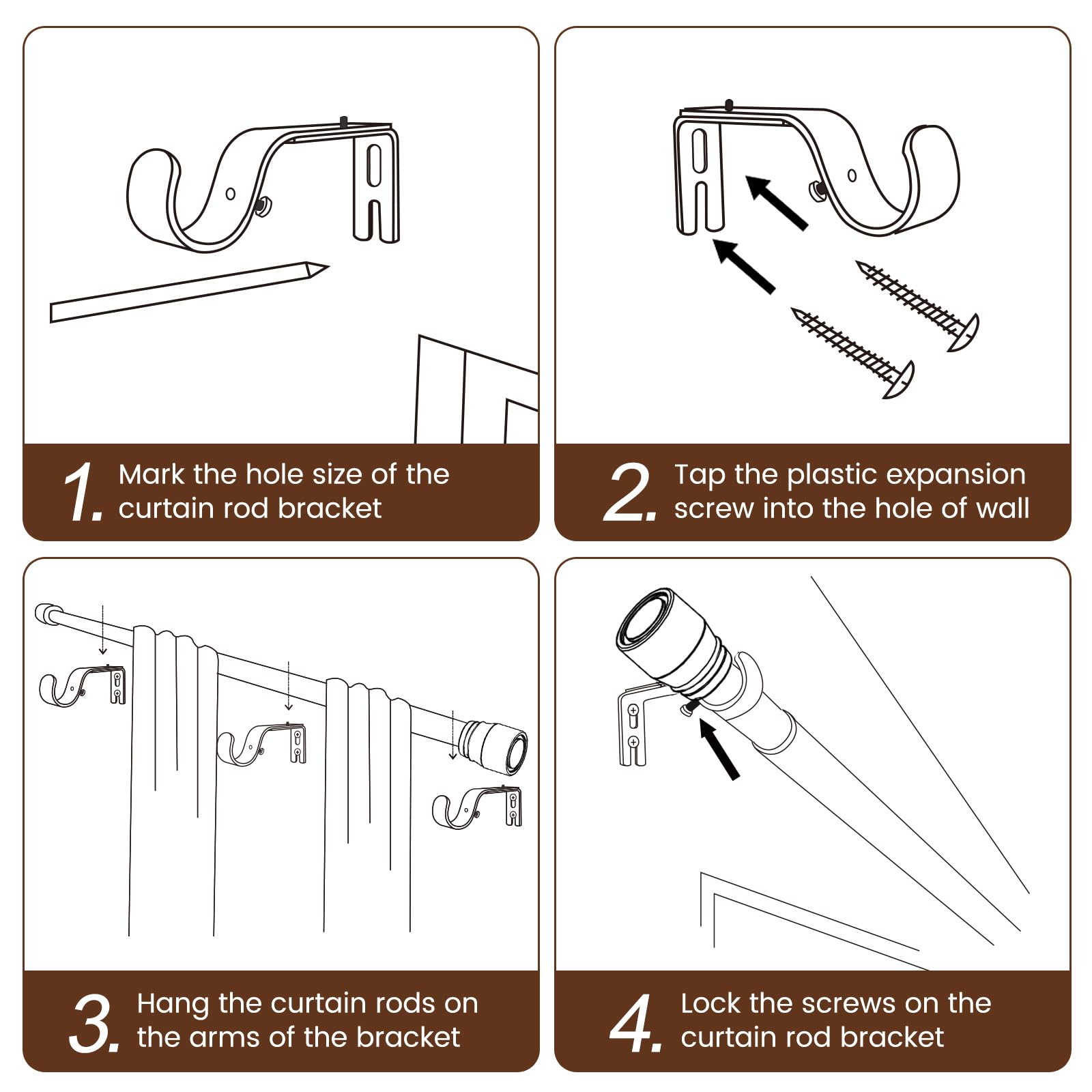 Hradecti rod supports medium to heavy drapes in a bedroom
