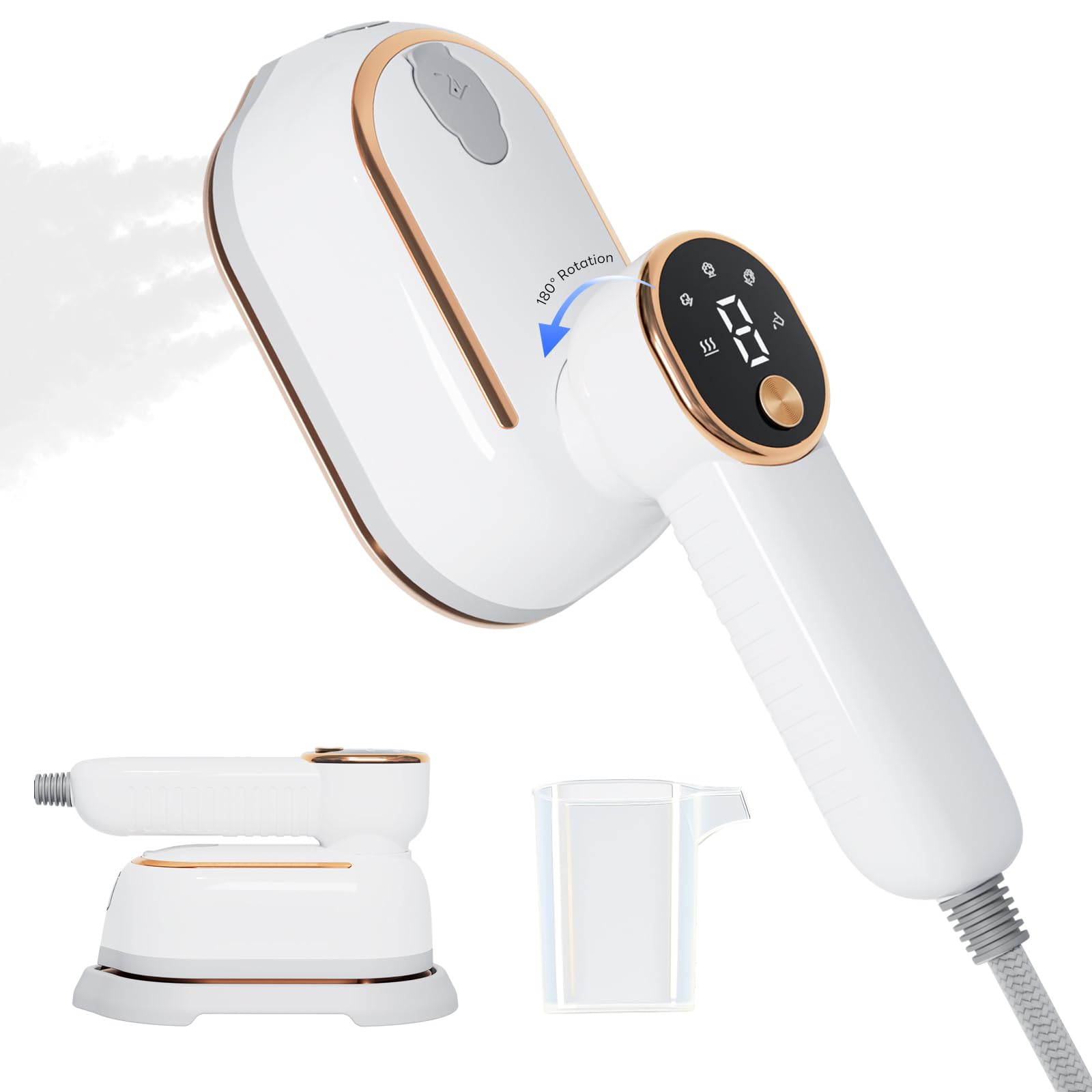 HRDZML Travel Steamer folded-handle design enables compact packing for travel.