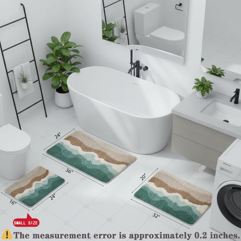HRILO bathroom rugs feature a soft shaggy texture for gentle footing.