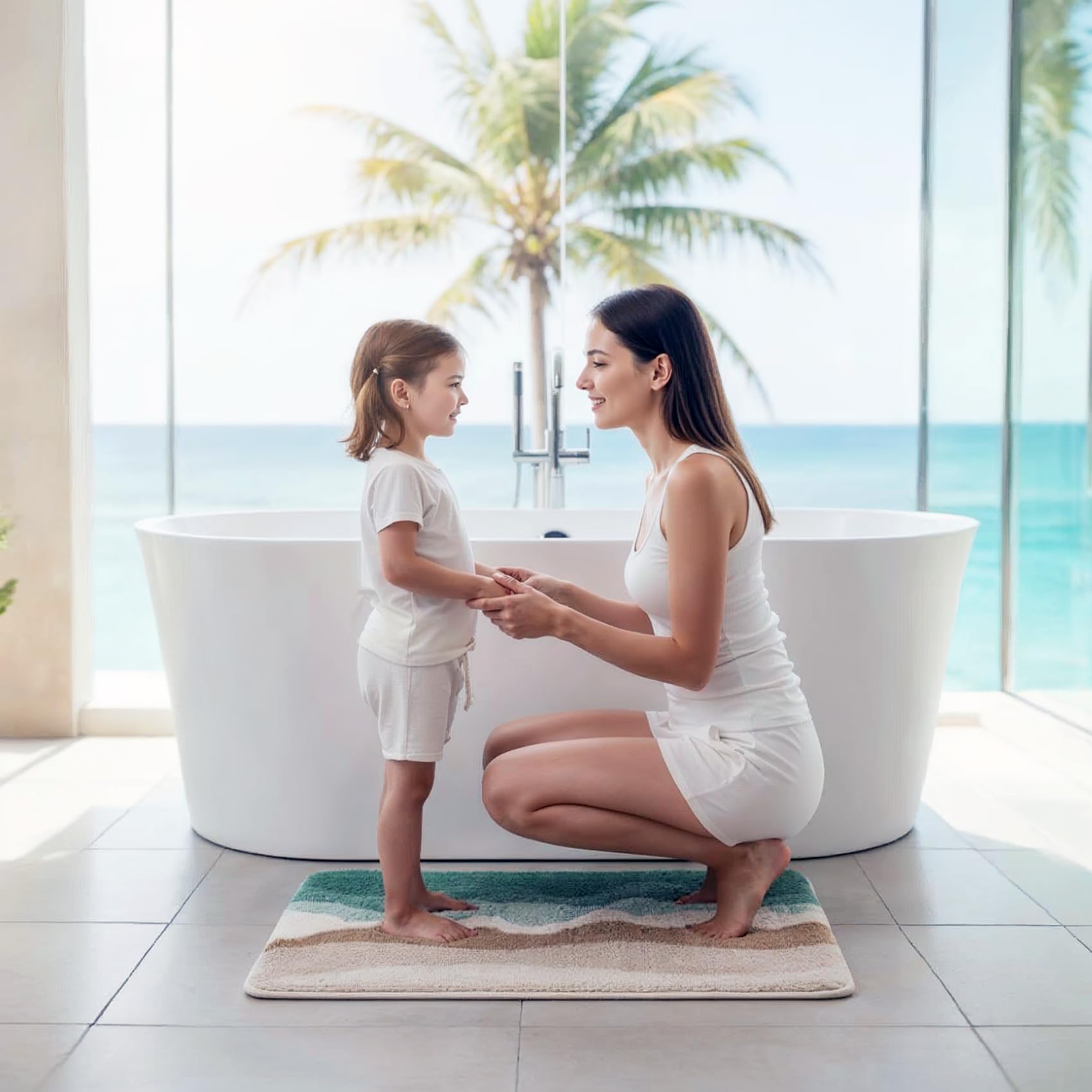 HRILO versatile floor mat suits bathroom, kitchen, living room, and entryways.