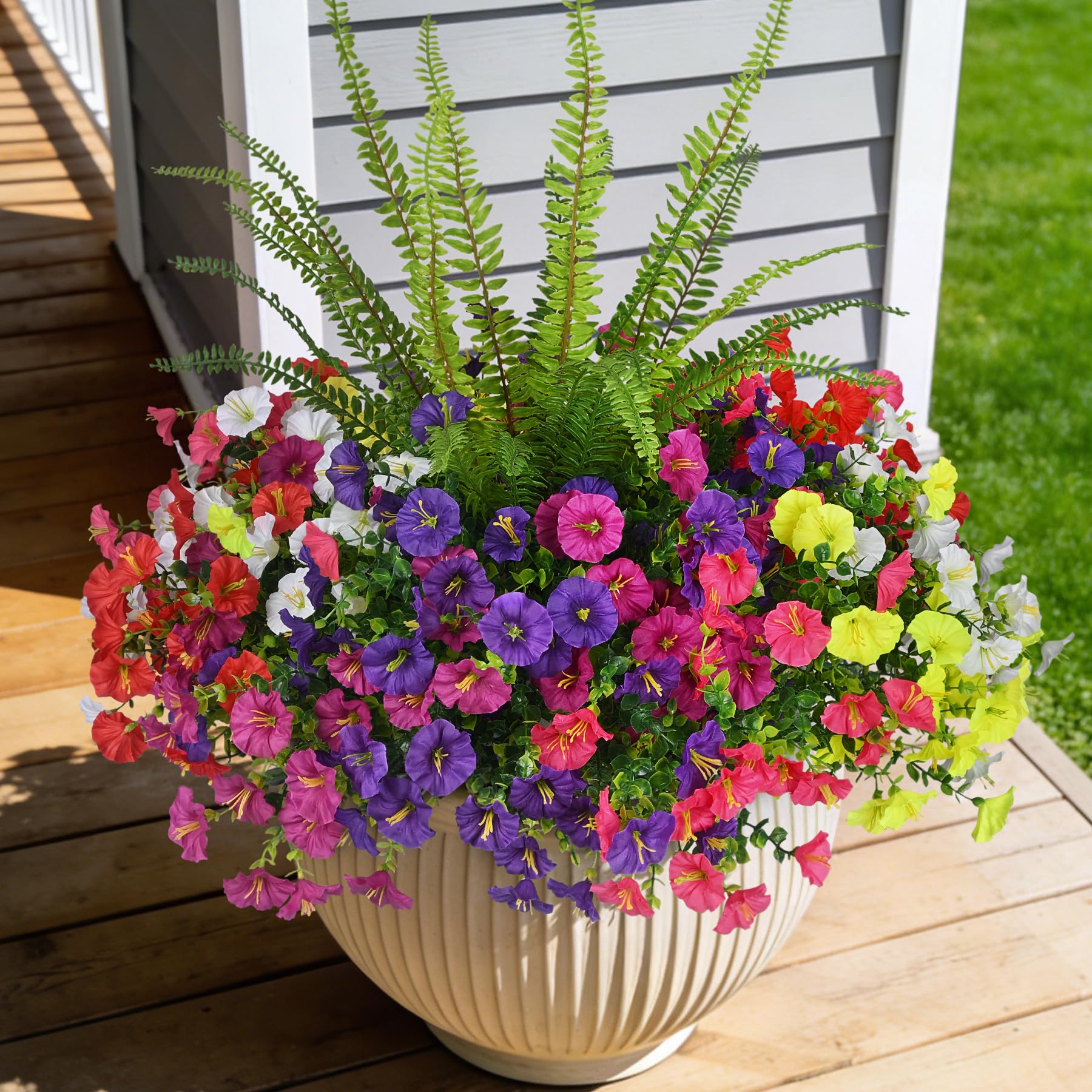 Hrobek artificial fern bundle for outdoor use adds lush greenery to porches.