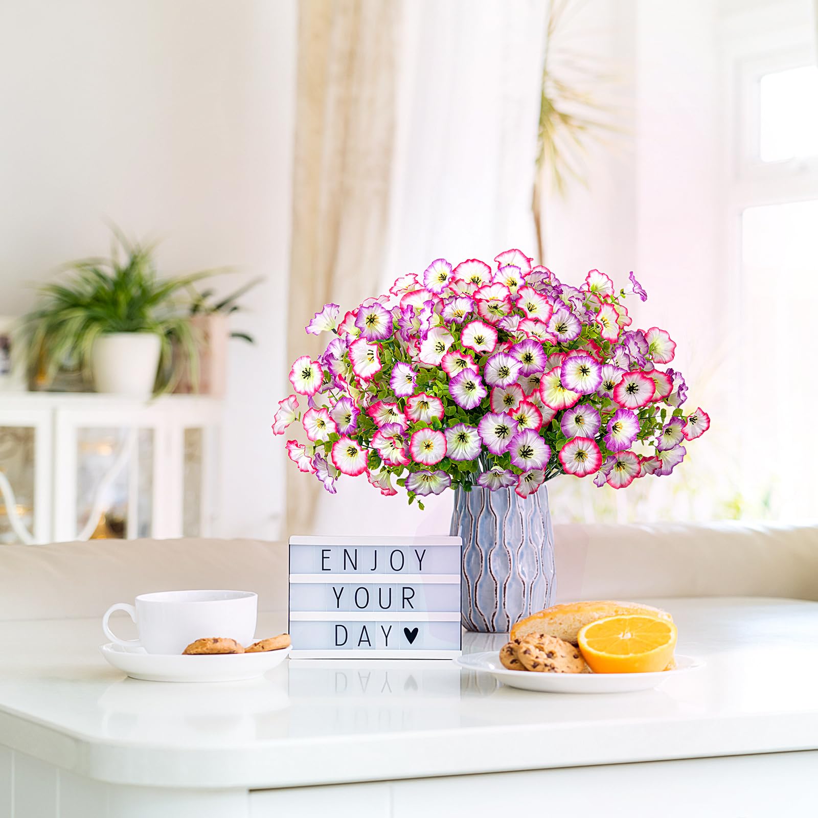 Hrobek pink and white morning glory with eucalyptus decor