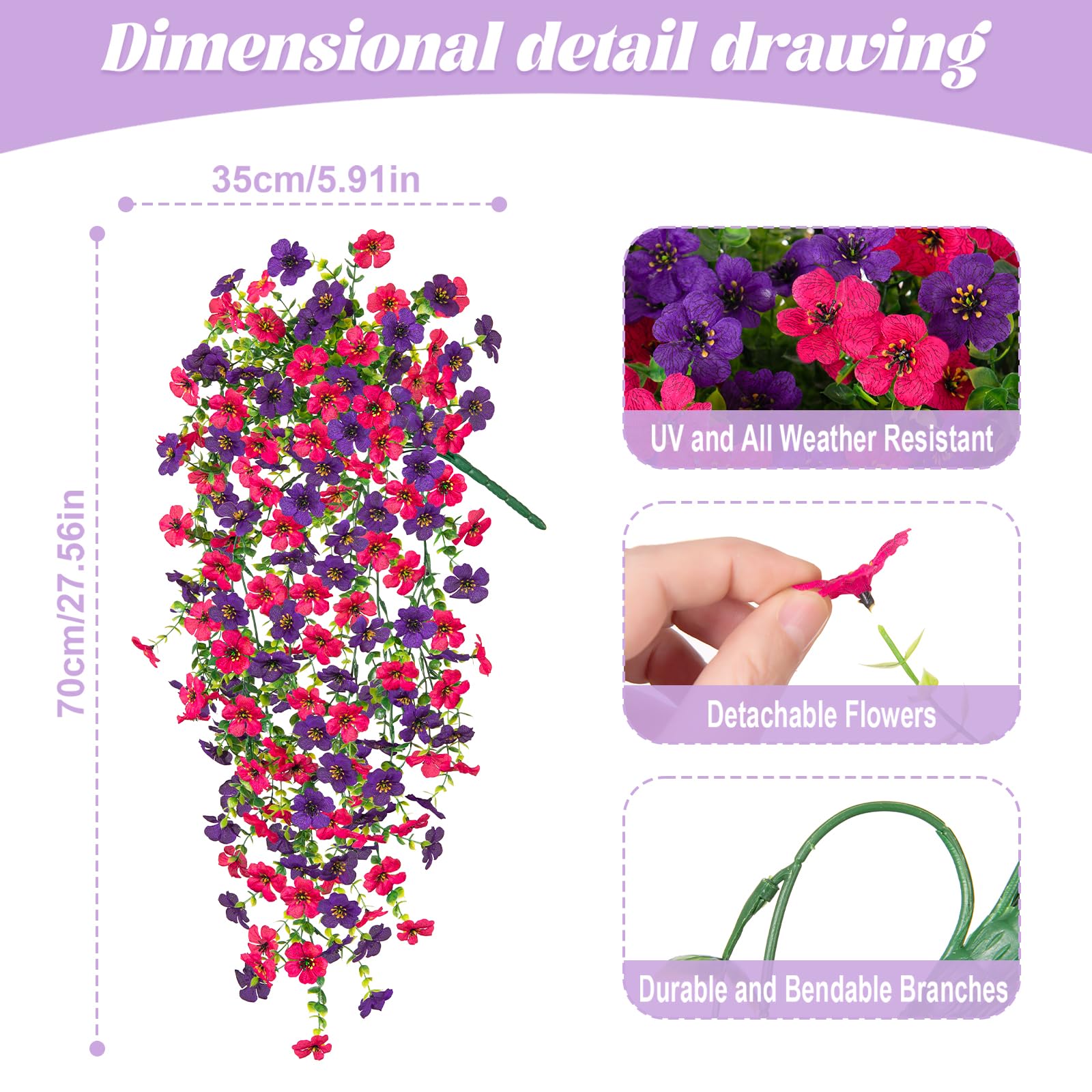 Hrobek UV-resistant silk flowers on hangable stems deliver durable outdoor décor.