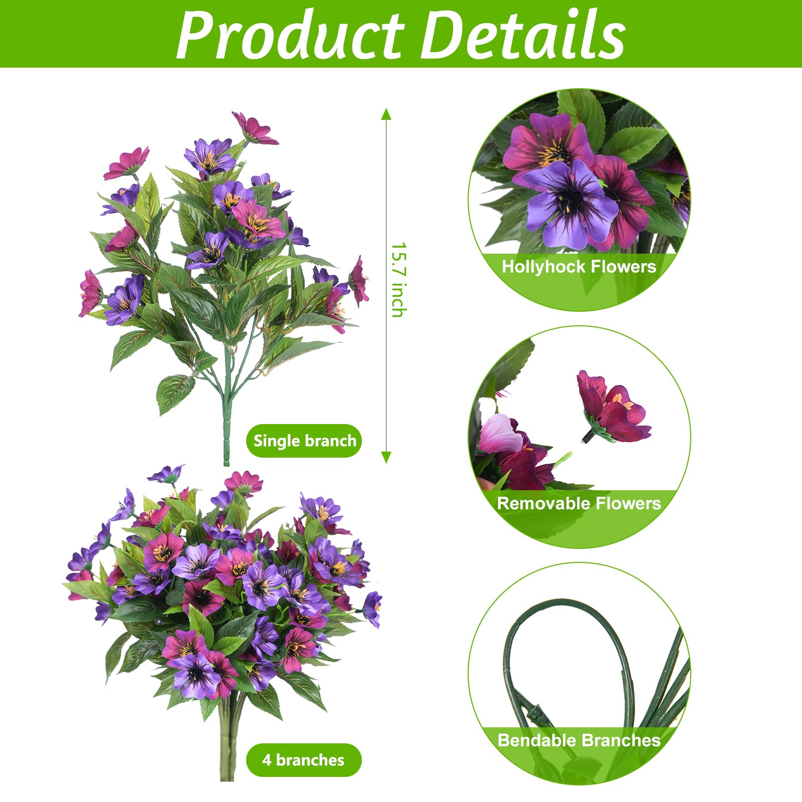 Hrobek silk hollyhock flowers for indoor vases with realistic beauty