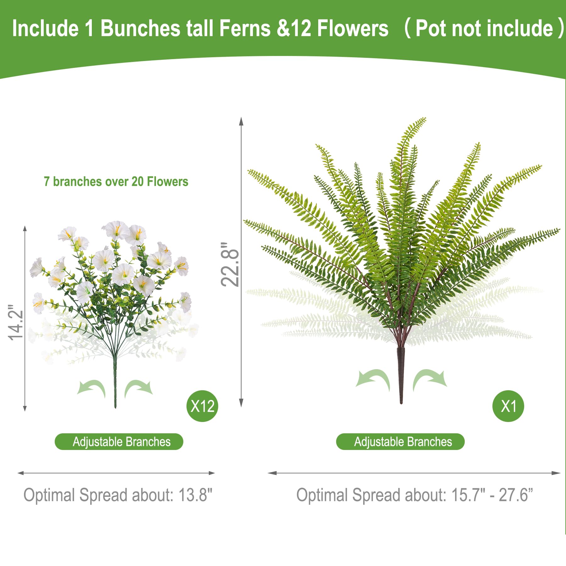 Hrobek tall ferns 22.8 inches enhance patios with lifelike greenery.