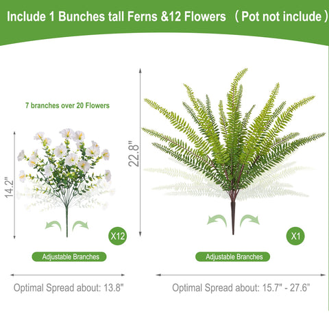 Hrobek tall ferns 22.8 inches enhance patios with lifelike greenery.