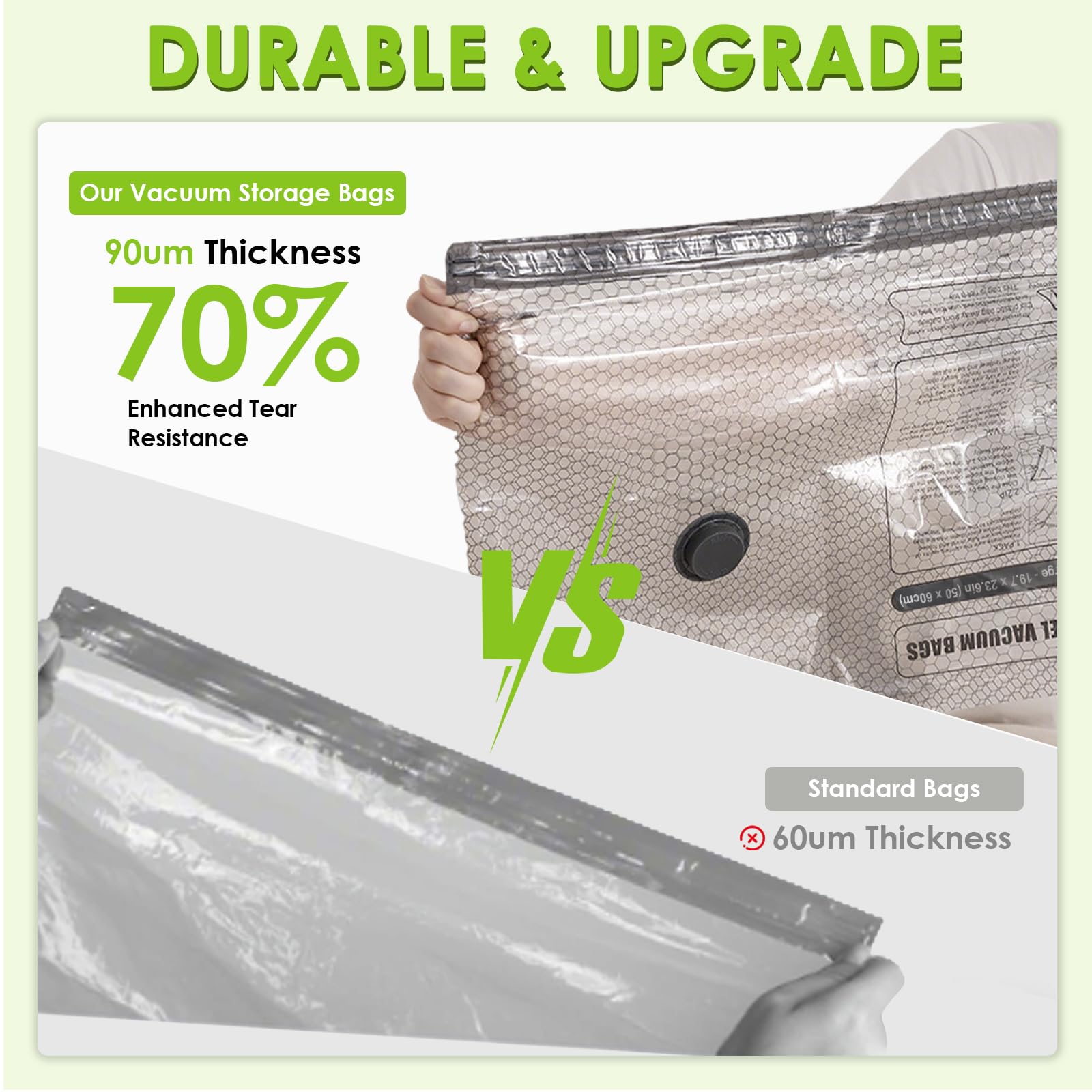 HRSDEIE durable 90μm PA/PE material provides tear resistance for travel gear.