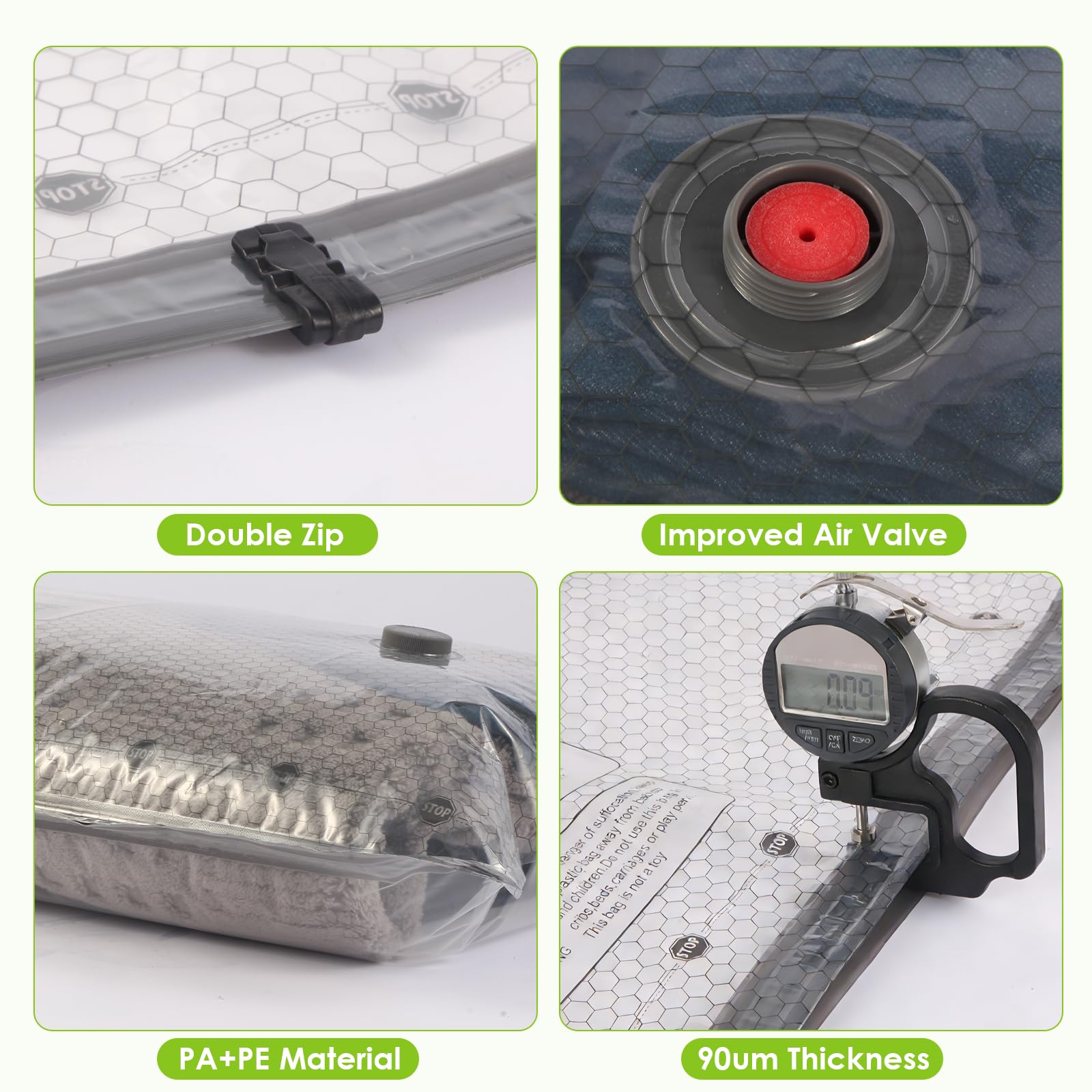 HRSDEIE set includes small, medium, and large bags for versatile packing.