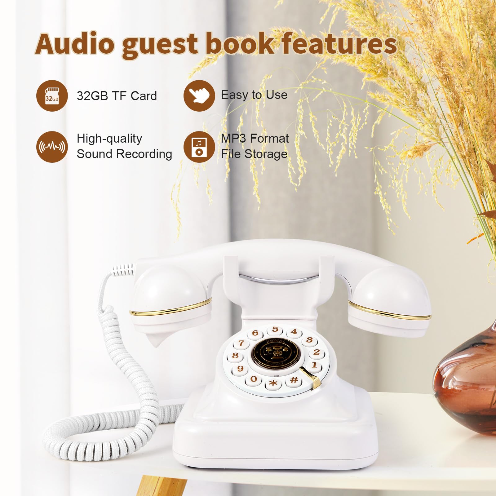 HSCY Audio Guest Book Phone beeps cue guests to record moments.