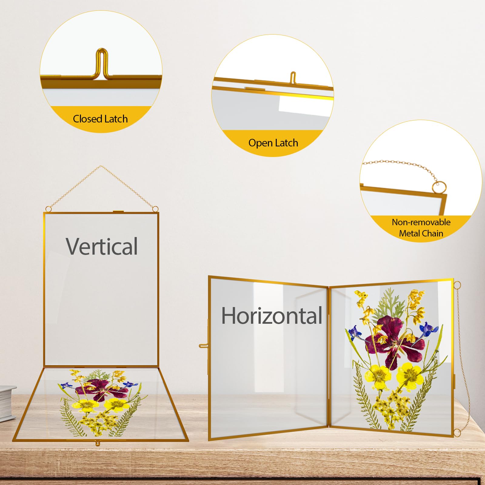 HSDSH 5x7 frame shows pressed blooms with secure buckles