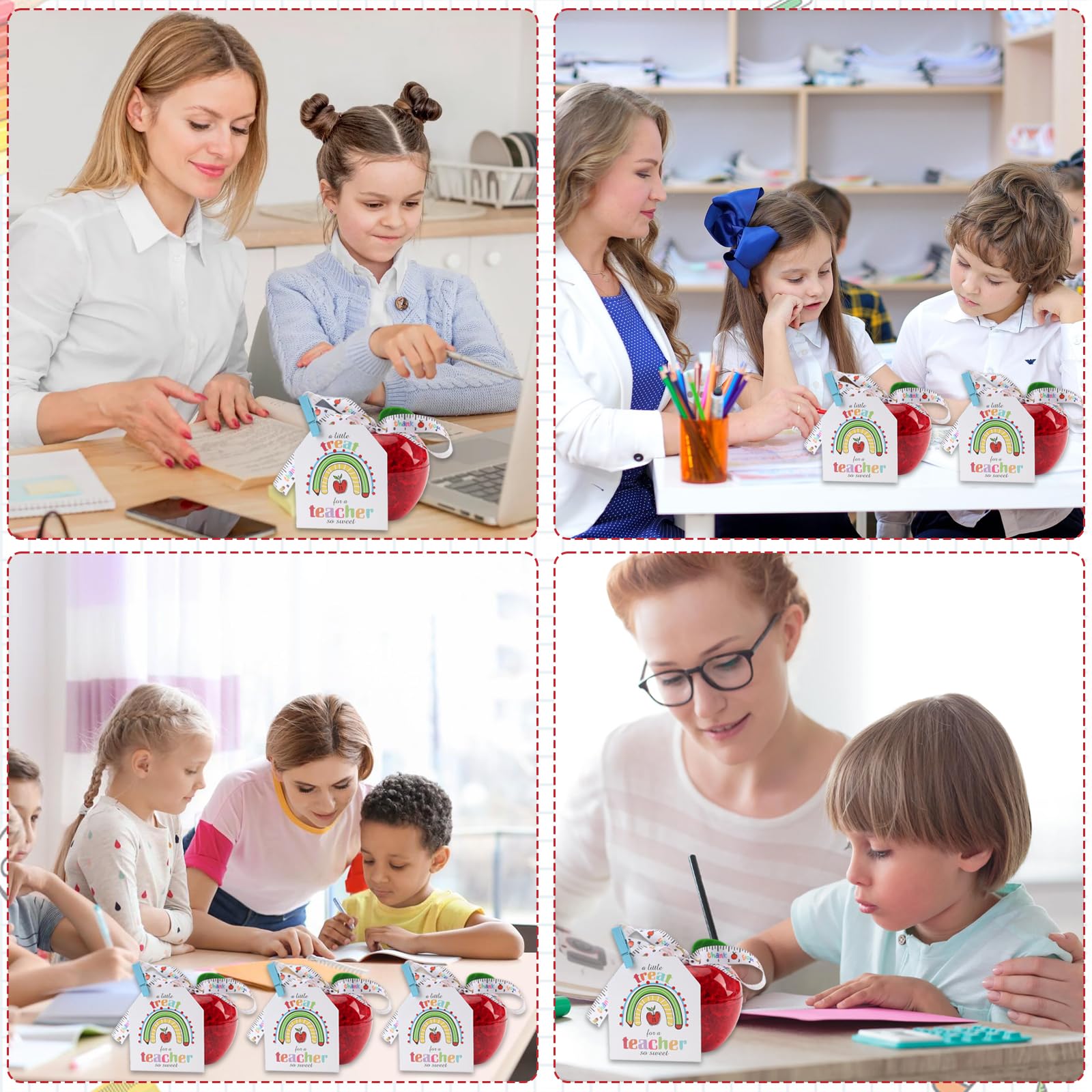 HSDSH apple gift set displayed on a desk for classroom celebrations.