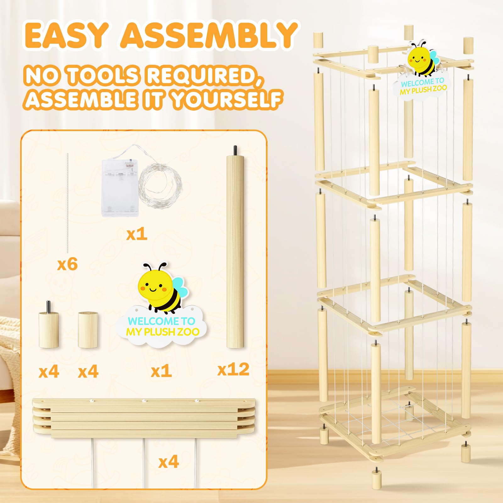Hsenowi versatile plush storage suits teddy bears and bulk toy collections.