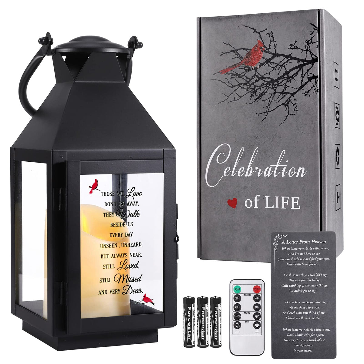 HSENYEKUM Memorial Lantern with LED candle offers comforting light for remembrance
