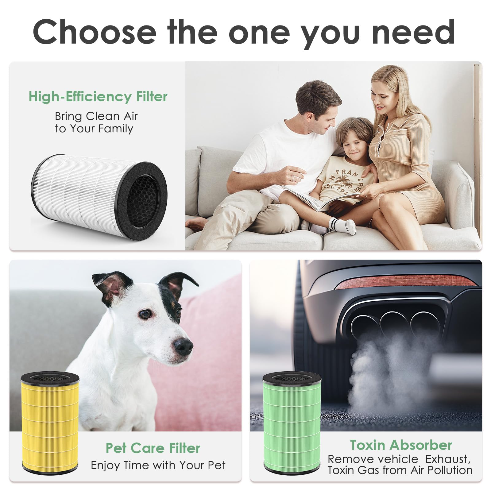 HSIAMEN HEPA filter close-up highlighting pollen and pet dander