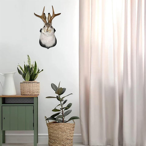 HSOSK antler rabbit head mount as a playful focal point.